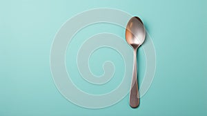 Abstract Kitchen Spoon On Turquoise Blue Surface