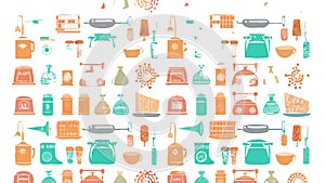 Abstract Kitchen Utensil Seamless Pattern, vector design Generative AI