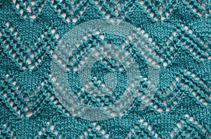 Turquoise blue White texture background from merino knitted blanket, scandinavian minimalism backdrop top view. Abstract
