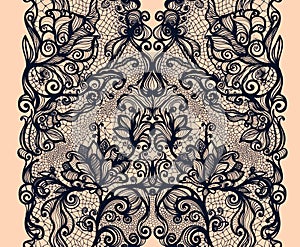 Abstract lace ribbon vertical seamless pattern