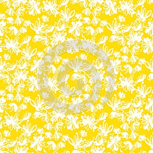 Abstract laconic yellow and white floral pattern