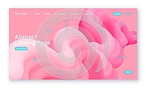 Pink, wave shape, abstract background with liquid form for landing page. Colorful digital and motion pattern.