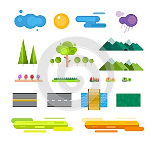 Abstract landscape constructor icons set