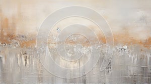 Abstract Landscape Painting In White, Gray, Gold, And Beige