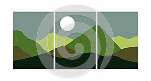 Abstract landscape poster. Mountain nature collage contemporary style, geometric minimal wall decor. Vector art