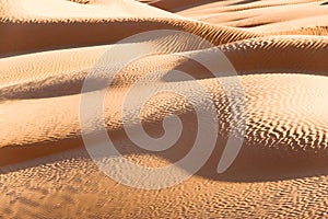 Abstract landscape in the Sand dunes desert of Sahara South Tunisia