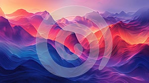 Abstract landscape of seamless gradients, featuring non-existent geometric shapes morphing into each other, showcasing a