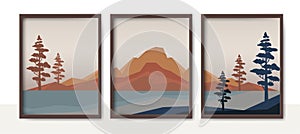 Abstract landscape set, Vector banners set with polygonal landscape