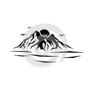 Abstract landscape vector nature or outdoor mountain silhouette for element design