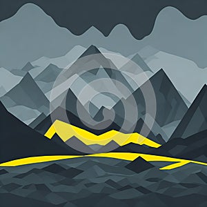 Abstract Landscape in Yellow and Grey - Created with Generative AI