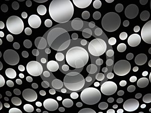 Abstract large and small white and gray circles. Abstract light strips. The theme of UFO and urbanization