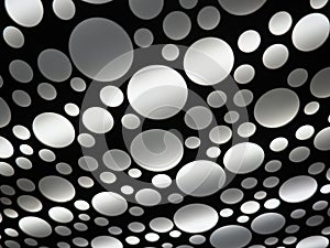 Abstract large and small white and gray circles. Abstract light strips. The theme of UFO and urbanization