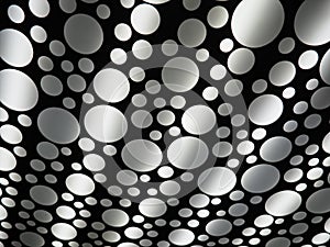 Abstract large and small white and gray circles. Abstract light strips. The theme of UFO and urbanization