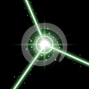 Abstract laser beams, green color