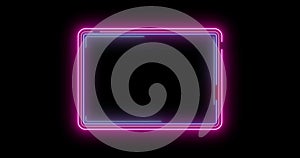 Abstract laser neon light rectangular frame video footage background