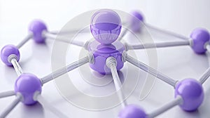 Abstract Lavender Sphere Network Connection on White Background