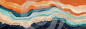 Abstract layered geode pattern with vibrant earthy and aqua tones