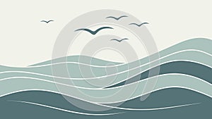 Abstract Layered Ocean Waves Design, Vector Design Generative AI