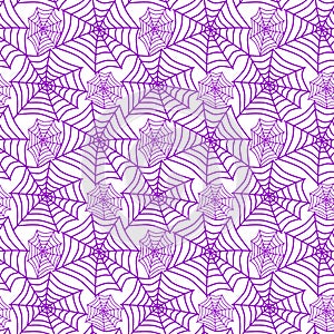 Purple Halloween cobwebs seamless pattern