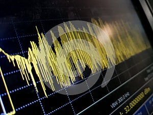 Abstract LCD fragment of spectrum analyzer measurement results photo