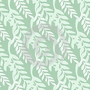 Abstract leaf branch backdrop. Greeny branches seamless pattern.