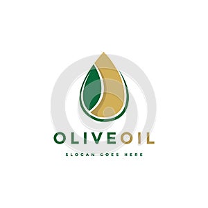 Abstract Leaf and olive oil drop logo icon vector template