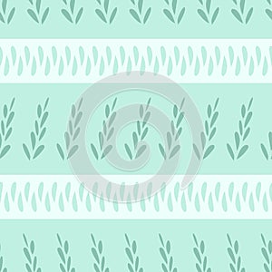 Abstract leaf Sprig Plants Blue Monochrome Seamless Pattern Background Wallpaper