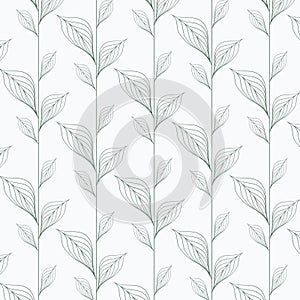 Abstract leaf vector pattern, repeating linear leaves, flower, skeleton leaves, grass.