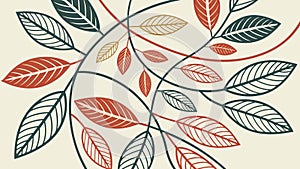 Abstract leafy branches pattern in warm earthy tones, vector design Generative AI