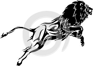 Abstract Leaping Lion with Flame Trail Body