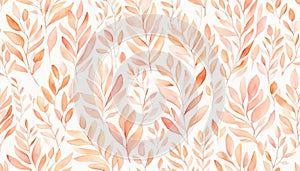 Abstract leaves background pattern in peach fuzz colors digital art