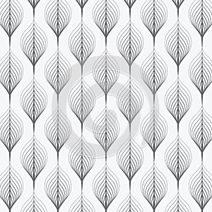 Abstract leaves on garland vector pattern, repeating linear skeleton leaves. Pattern is clean for fabric, wallpaper and printing.
