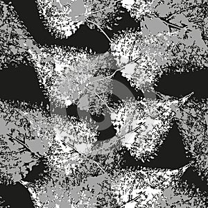 Abstract leaves seamless pattern. Hand drawn leaf silhouettes with scribble textures.