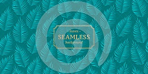 Abstract leaves seamless pattern. Organic product label template.