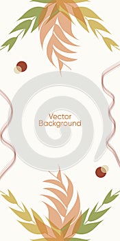 Abstract leaves vector modern stories backgroundfor halloween and thanksgiving. Pastel background for holidays stories