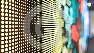 Abstract LED Display Grid with Bokeh Lights