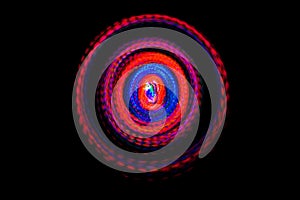 Abstract LED light spin in the dark
