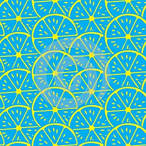 ABSTRACT LEMON SLICE SEAMLESS VECTOR PATTERN. FRESH SUMMER FEELING PATTERN