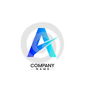 Abstract letter A, AA company logo for business vector of the white color