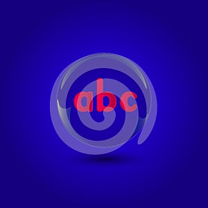 Abstract letter abc logo design with glass sphere background