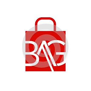 Abstract letter bag on shopping bag