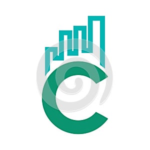 Abstract Letter C marketing and finance logo design template elements. abstract letter C with marketing bar. Business corporate l