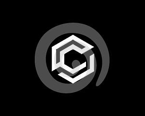 Abstract letter C vector logo icon design modern minimal style illustration. Hexagon alphabet emblem sign symbol mark