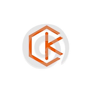 Abstract letter ck geometric hexagon line design logo vector