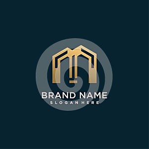 Abstract letter logo with initial M, modern, golden, unique, Premium Vector part 5