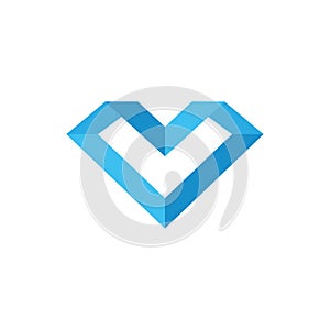 Abstract letter mv geometric diamond logo vector