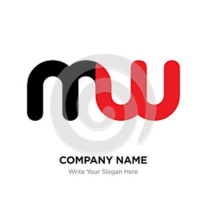 Abstract letter mw or wm logo design template, Black Alphabet in