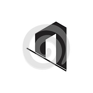 Abstract letter n 3d geometric logo vector