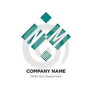 Abstract letter NM or MN logo design template, Black Alphabet in