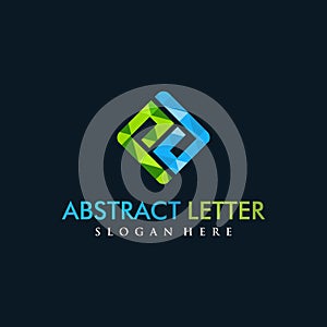 Abstract Letter PD Logo. polygon style. dark background. Vector illustrator